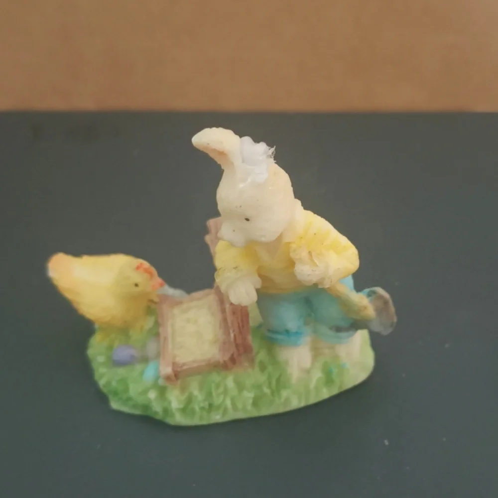 Easter Bunny Figurine Set - Pastel Blue, Pink, Yellow